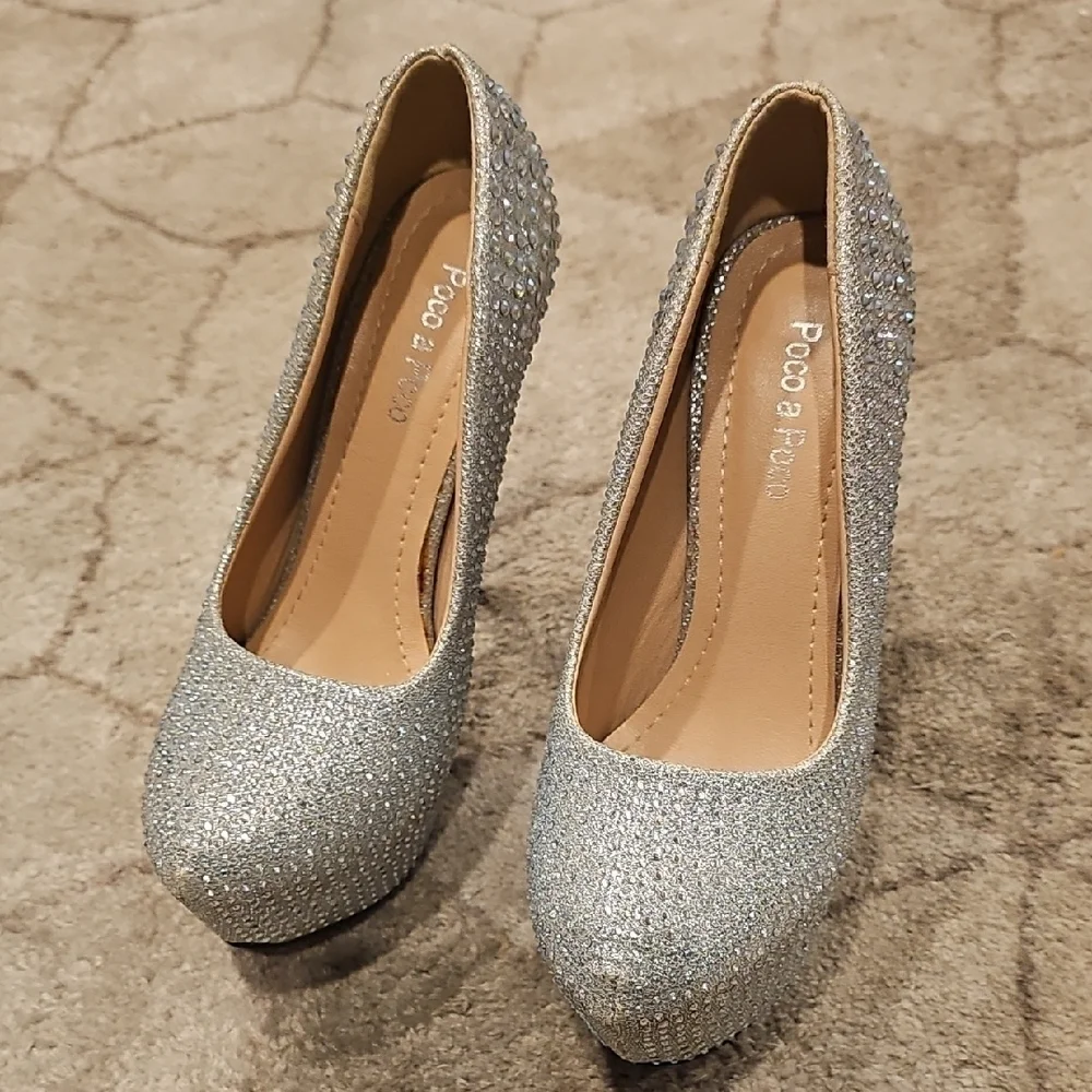 Silver Glitter High Heels with Stiletto